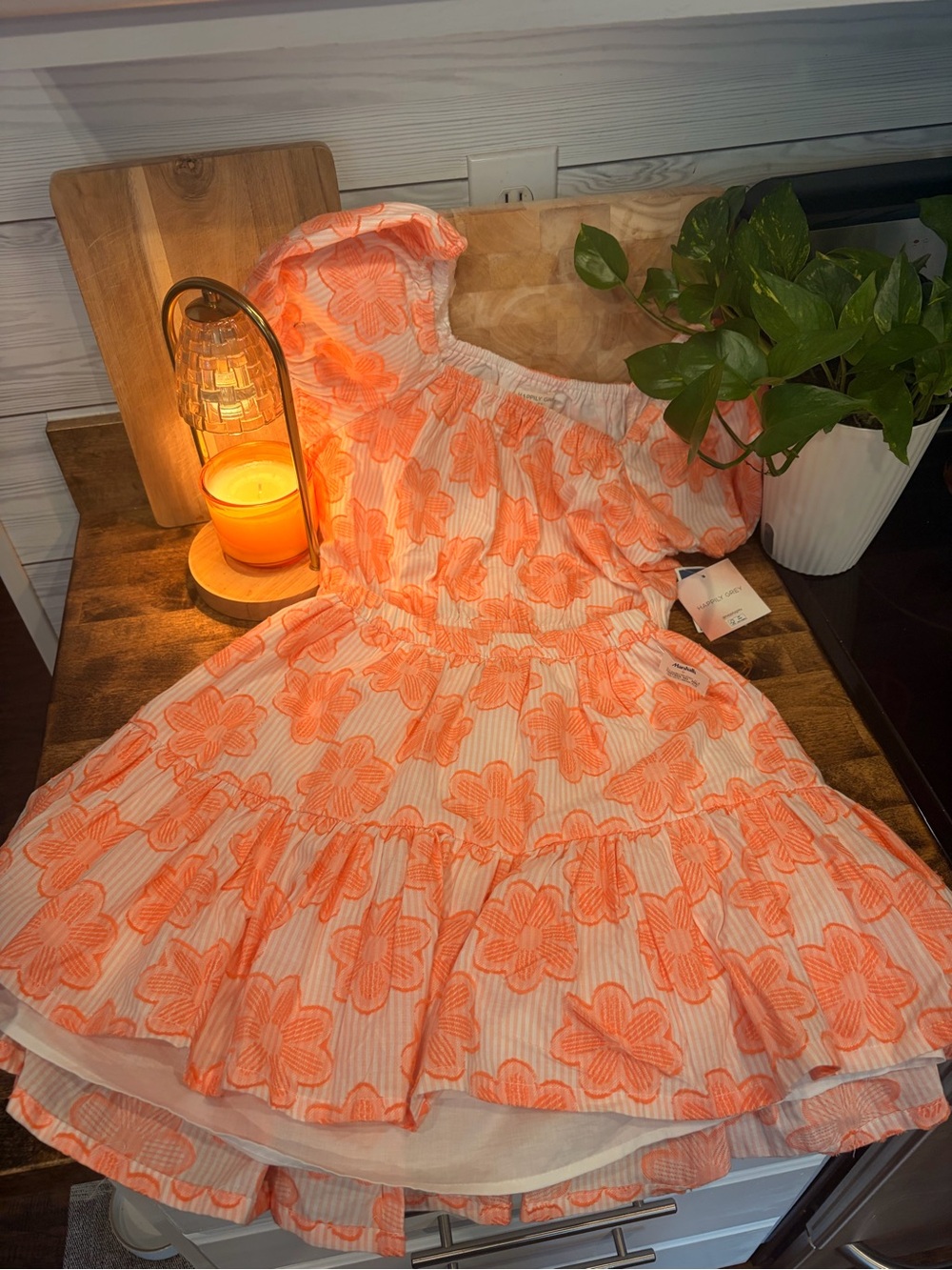 Junior Orange Floral Sundress - Lightweight Summer 2 piece